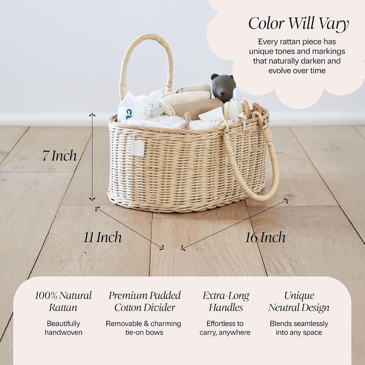 Premium Baby Diaper Caddy Organizer Basket with Cotton Divider