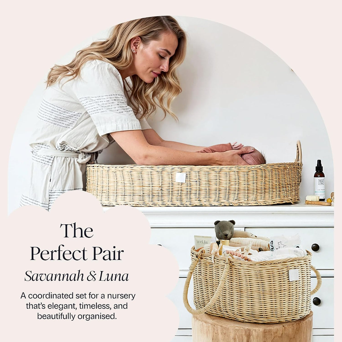 Premium Baby Diaper Caddy Organizer Basket with Cotton Divider