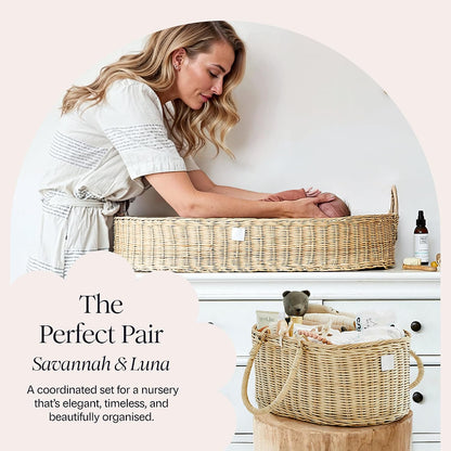 Premium Baby Diaper Caddy Organizer Basket with Cotton Divider
