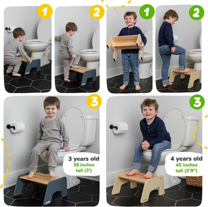 One Step Stool for Kids, Wooden Step for Sink and Potty Training - Gray
