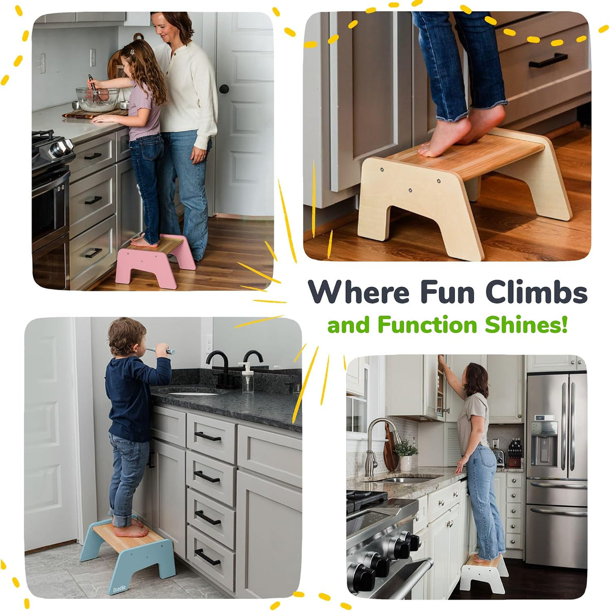 One Step Stool for Kids, Wooden Step for Sink and Potty Training - Gray