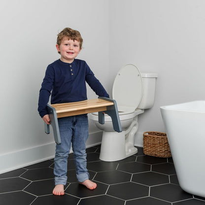 One Step Stool for Kids, Wooden Step for Sink and Potty Training - Gray