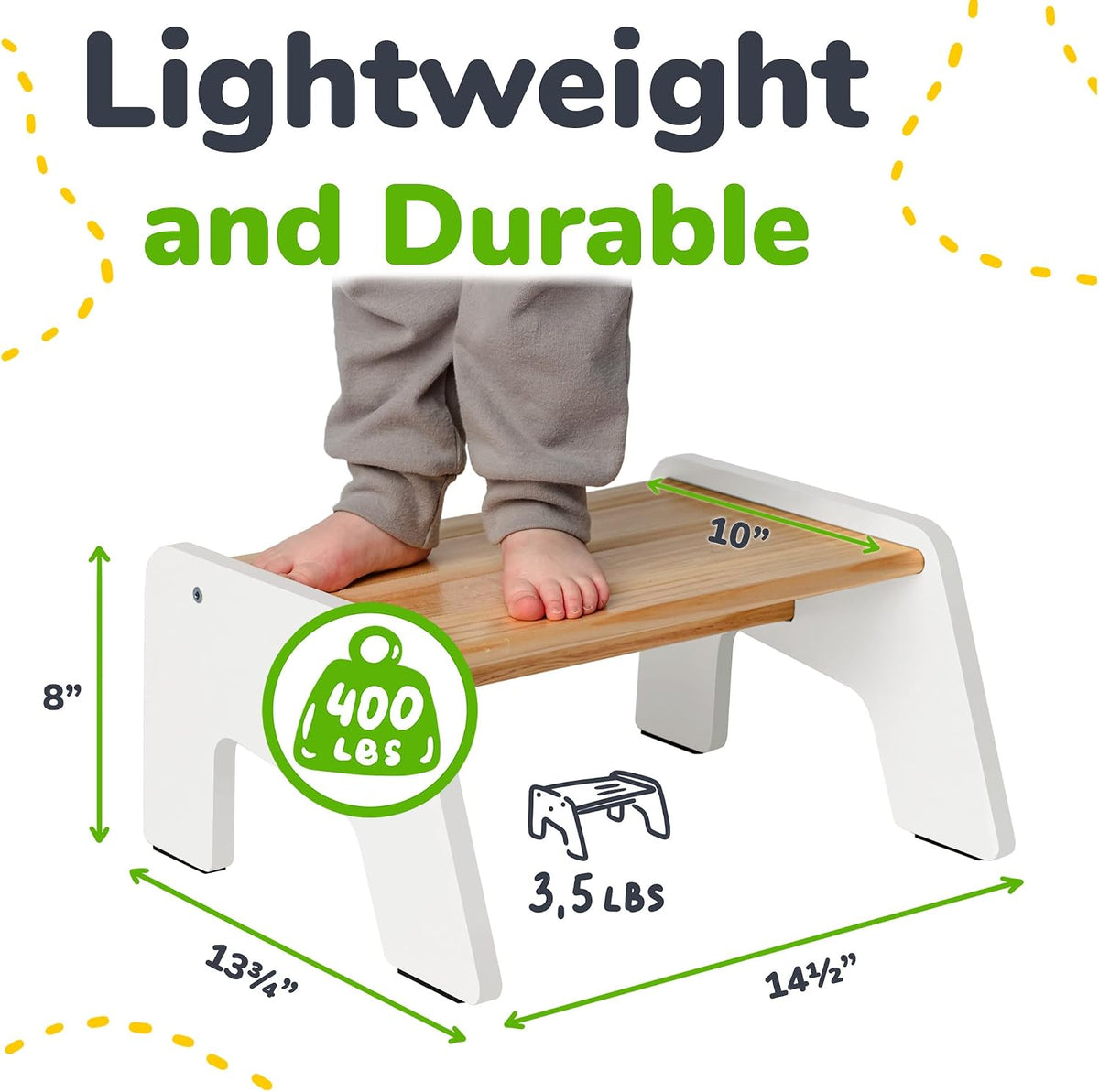 One Step Stool for Kids, Wooden Step for Sink and Potty Training - Gray