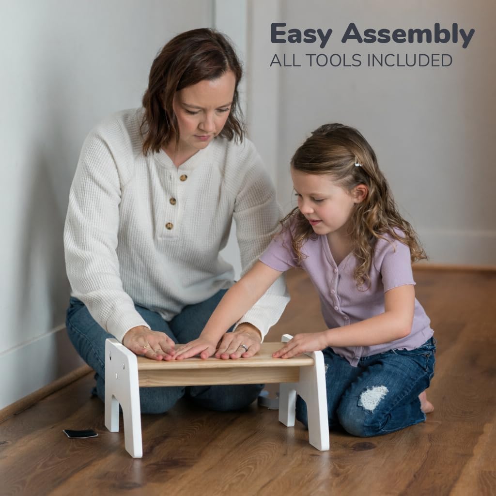 One Step Stool for Kids, Wooden Step for Sink and Potty Training - Gray