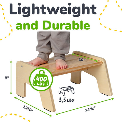 One Step Stool for Kids, Wooden Step for Sink and Potty Training - Gray