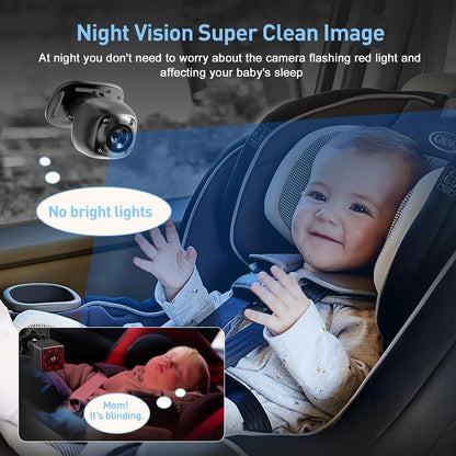Baby Car Camera Monitor for Backseat - Baby Car Mirror - Safety Rear Facing Infant Back Seat Camera with 4.3" Display, HD 1080P, Night Vision, Easy Installation - Black