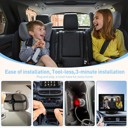Baby Car Camera Monitor for Backseat - Baby Car Mirror - Safety Rear Facing Infant Back Seat Camera with 4.3" Display, HD 1080P, Night Vision, Easy Installation - Black