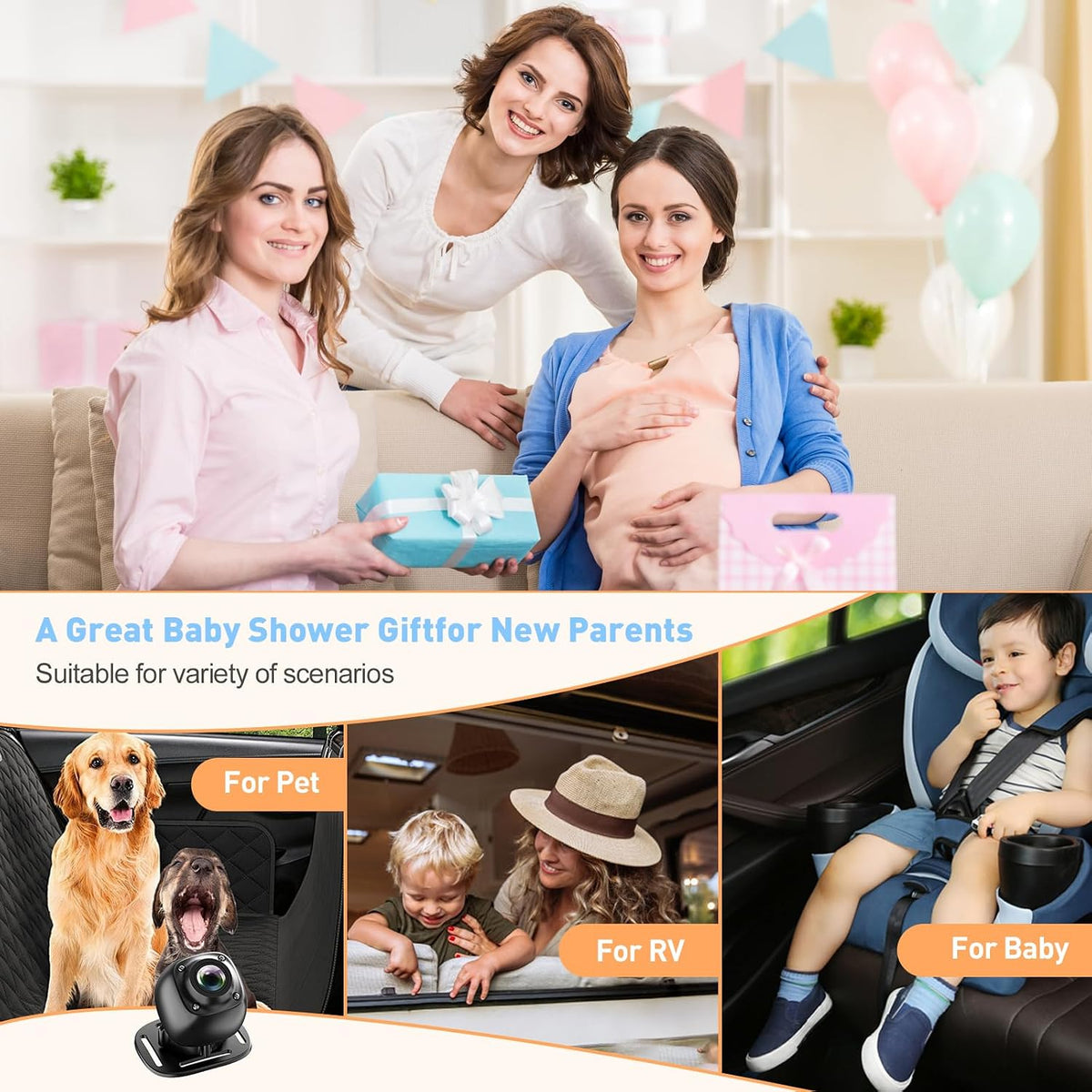 Baby Car Camera Monitor for Backseat - Baby Car Mirror - Safety Rear Facing Infant Back Seat Camera with 4.3" Display, HD 1080P, Night Vision, Easy Installation - Black