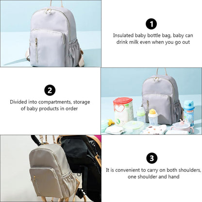 Diaper Bag Backpack for Mom Large Capacity Water-resistant Nursery Backpack with Insulated Milk Bottle Pouch Stroller Organizer Travel Supply