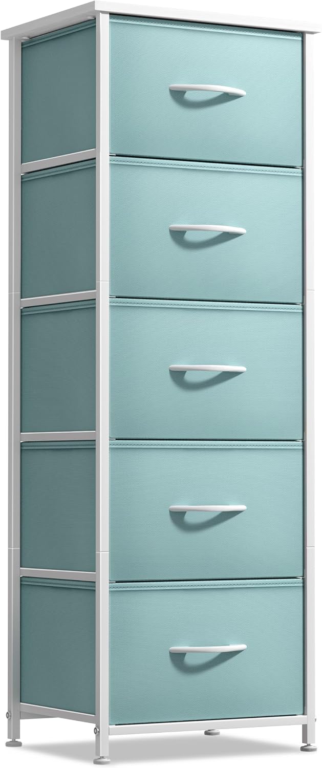 Dresser for Kids Bedroom, Fabric Drawers (5 Drawer, Pastel)
