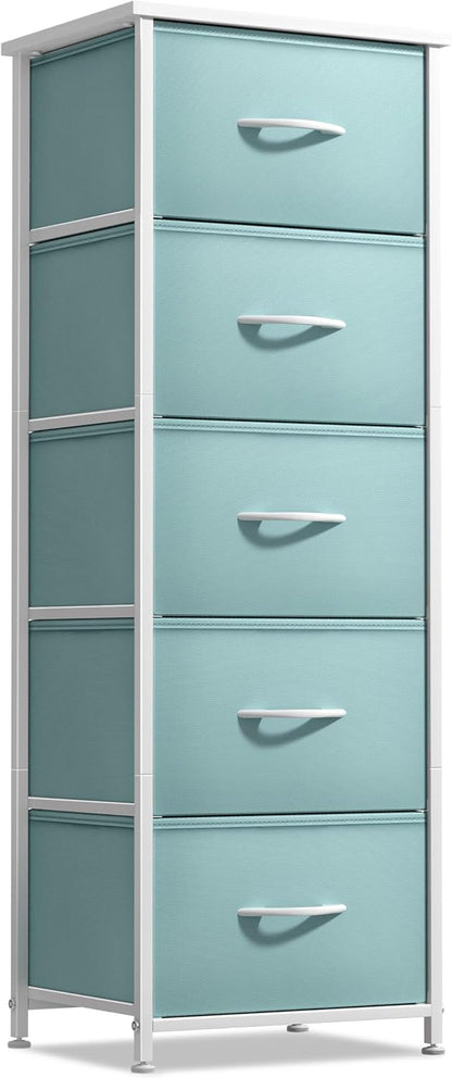 Dresser for Kids Bedroom, Fabric Drawers (5 Drawer, Pastel)