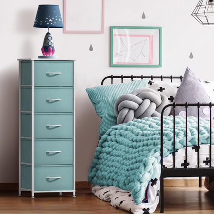 Dresser for Kids Bedroom, Fabric Drawers (5 Drawer, Pastel)