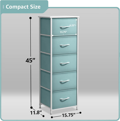 Dresser for Kids Bedroom, Fabric Drawers (5 Drawer, Pastel)