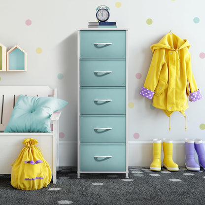 Dresser for Kids Bedroom, Fabric Drawers (5 Drawer, Pastel)