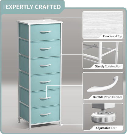 Dresser for Kids Bedroom, Fabric Drawers (5 Drawer, Pastel)