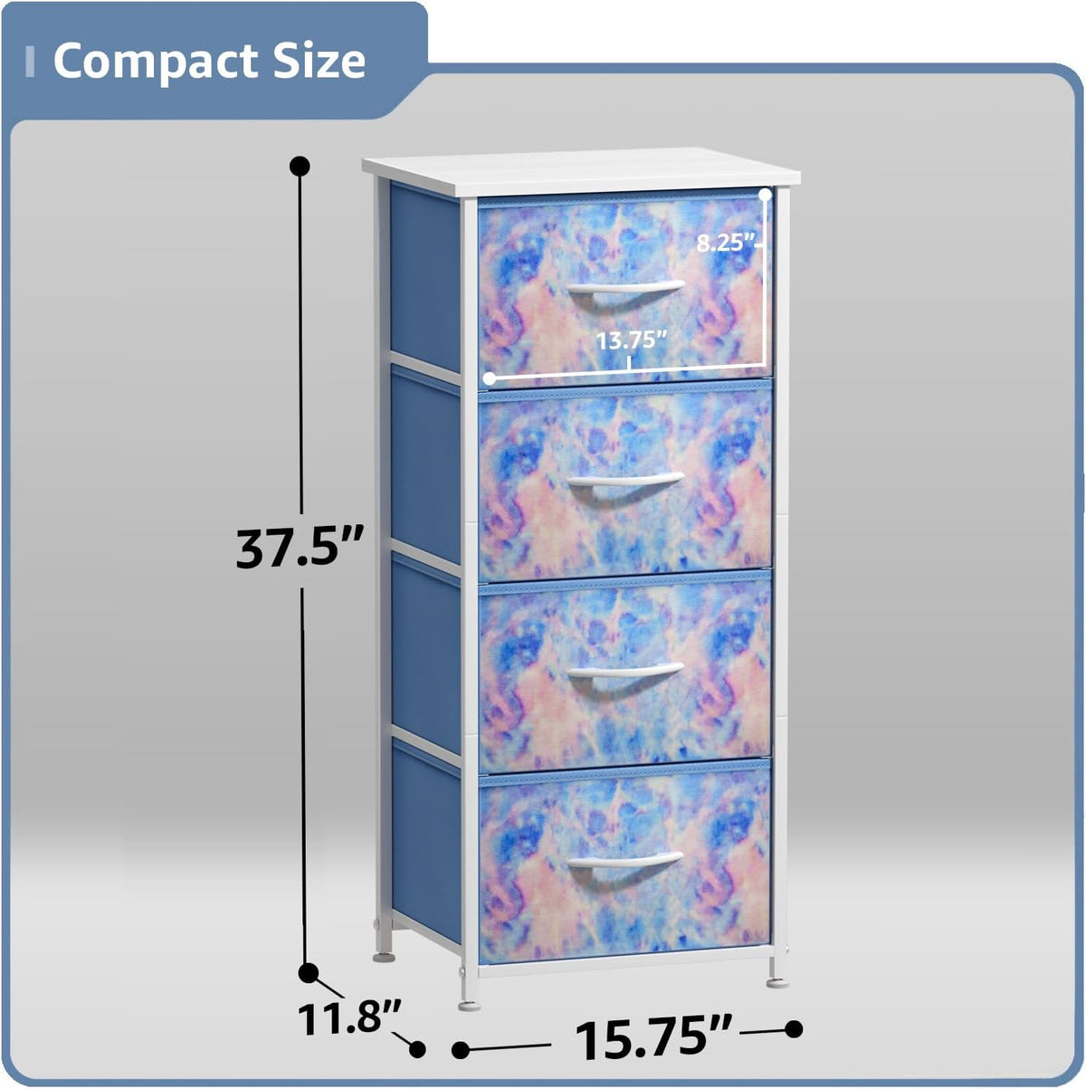 Dresser for Kids Bedroom, Fabric Drawers (5 Drawer, Pastel)