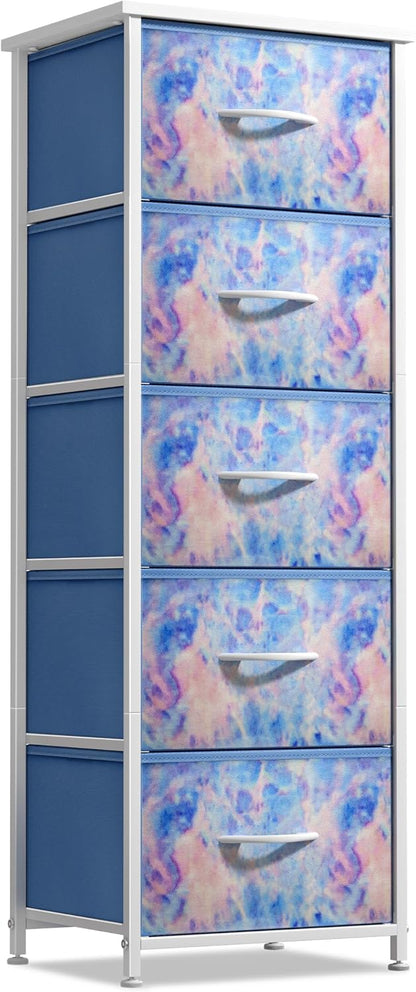 Dresser for Kids Bedroom, Fabric Drawers (5 Drawer, Pastel)