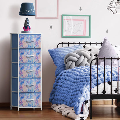 Dresser for Kids Bedroom, Fabric Drawers (5 Drawer, Pastel)