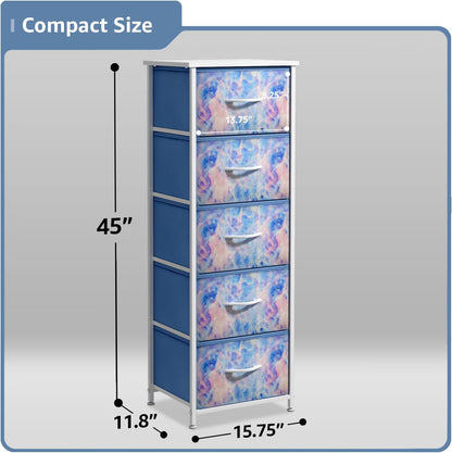 Dresser for Kids Bedroom, Fabric Drawers (5 Drawer, Pastel)