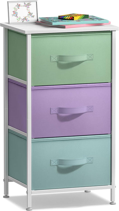 Dresser for Kids Bedroom, Fabric Drawers (5 Drawer, Pastel)