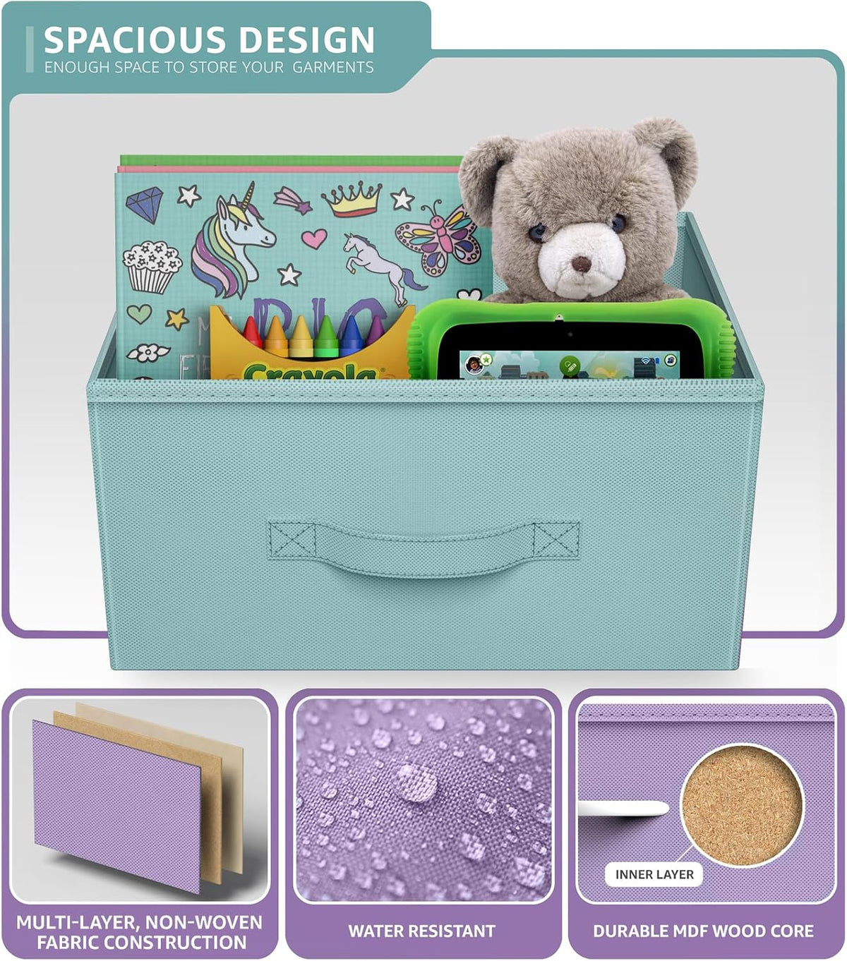 Dresser for Kids Bedroom, Fabric Drawers (5 Drawer, Pastel)