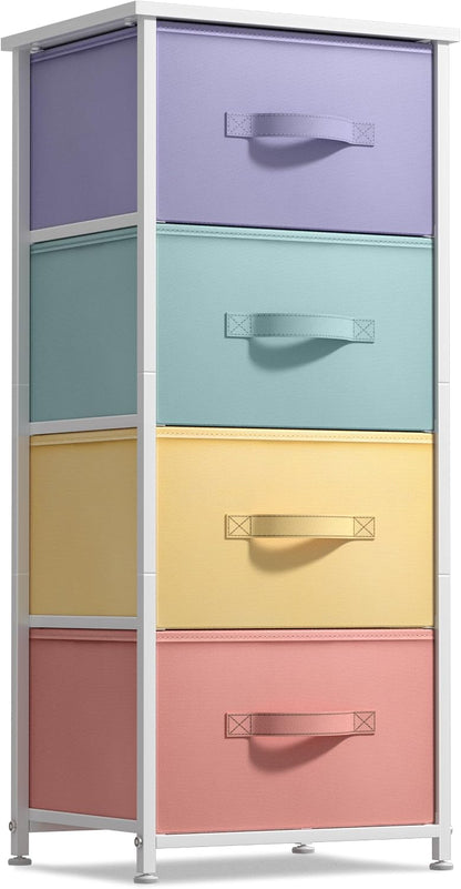Dresser for Kids Bedroom, Fabric Drawers (5 Drawer, Pastel)