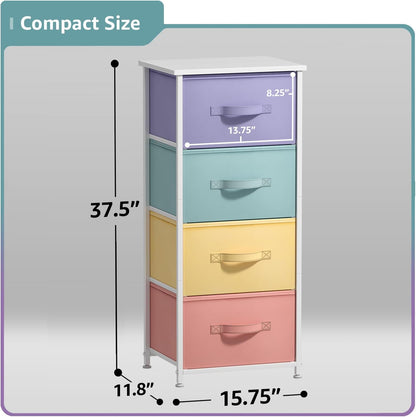 Dresser for Kids Bedroom, Fabric Drawers (5 Drawer, Pastel)