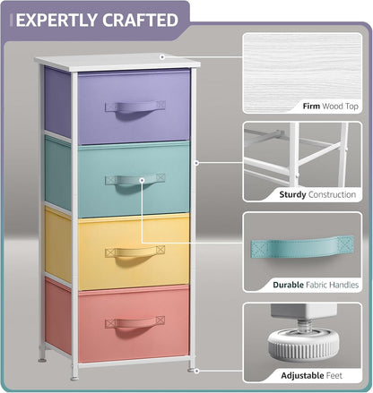 Dresser for Kids Bedroom, Fabric Drawers (5 Drawer, Pastel)