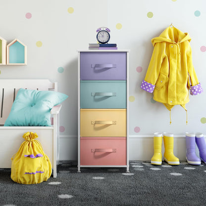 Dresser for Kids Bedroom, Fabric Drawers (5 Drawer, Pastel)