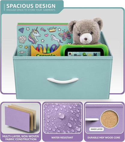 Dresser for Kids Bedroom, Fabric Drawers (5 Drawer, Pastel)