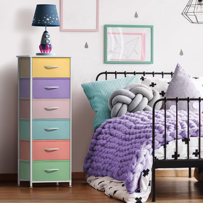Dresser for Kids Bedroom, Fabric Drawers (5 Drawer, Pastel)
