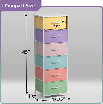 Dresser for Kids Bedroom, Fabric Drawers (5 Drawer, Pastel)