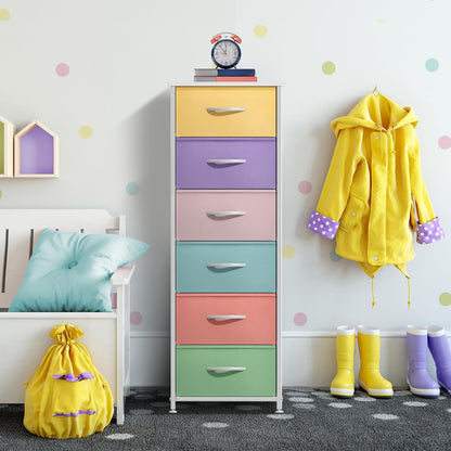 Dresser for Kids Bedroom, Fabric Drawers (5 Drawer, Pastel)