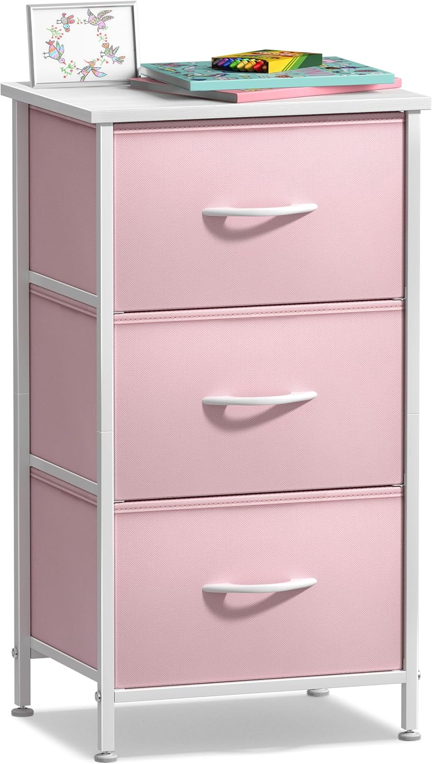 Dresser for Kids Bedroom, Fabric Drawers (5 Drawer, Pastel)