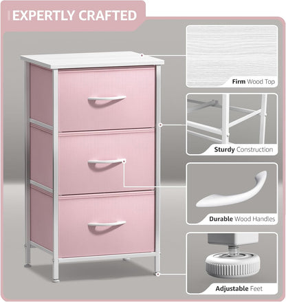 Dresser for Kids Bedroom, Fabric Drawers (5 Drawer, Pastel)