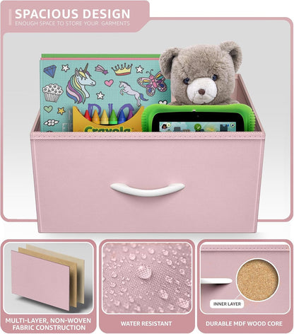 Dresser for Kids Bedroom, Fabric Drawers (5 Drawer, Pastel)