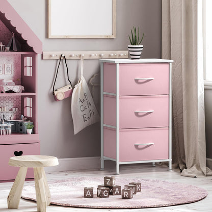 Dresser for Kids Bedroom, Fabric Drawers (5 Drawer, Pastel)