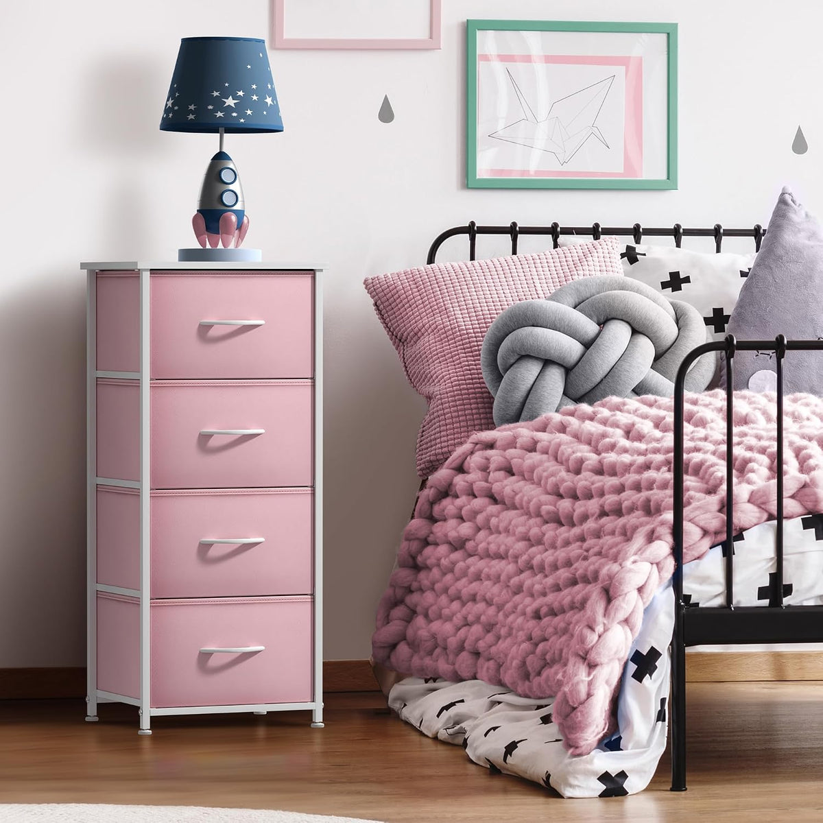 Dresser for Kids Bedroom, Fabric Drawers (5 Drawer, Pastel)