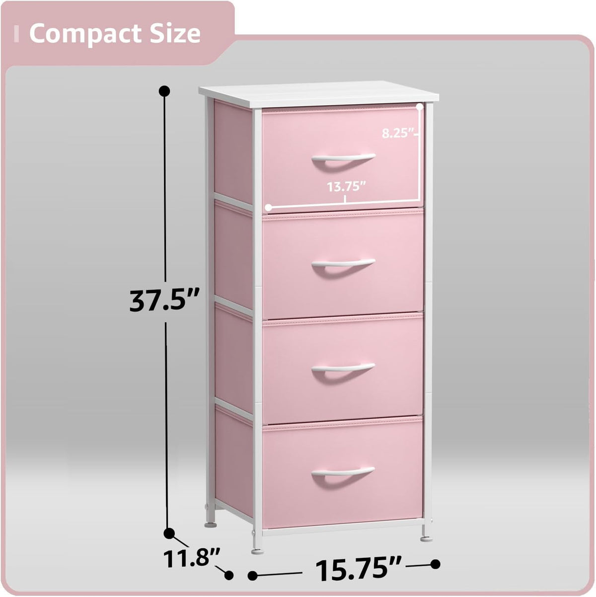 Dresser for Kids Bedroom, Fabric Drawers (5 Drawer, Pastel)