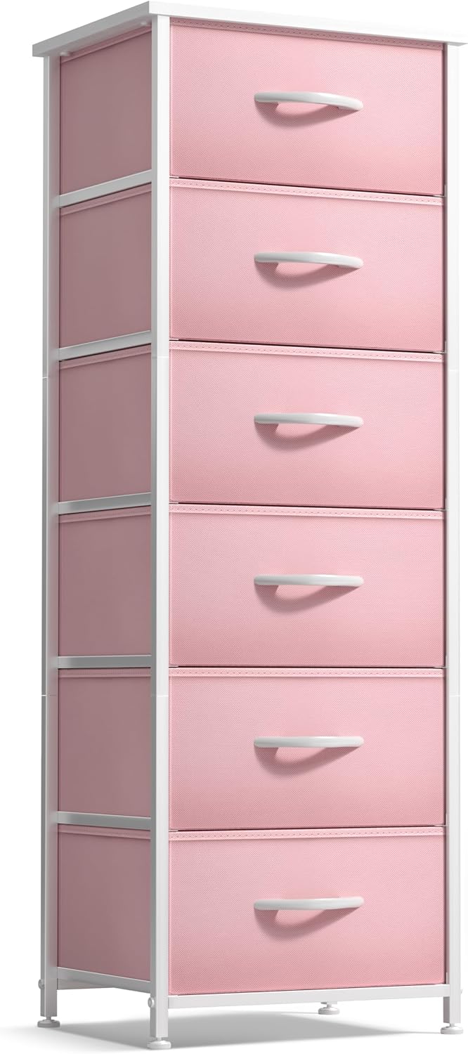 Dresser for Kids Bedroom, Fabric Drawers (5 Drawer, Pastel)