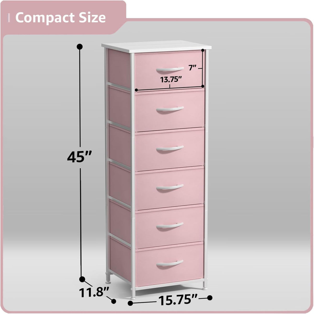 Dresser for Kids Bedroom, Fabric Drawers (5 Drawer, Pastel)