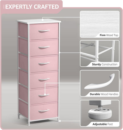 Dresser for Kids Bedroom, Fabric Drawers (5 Drawer, Pastel)