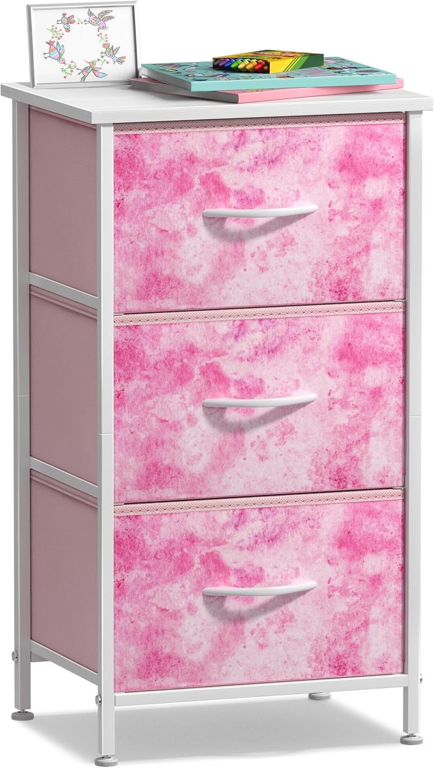 Dresser for Kids Bedroom, Fabric Drawers (5 Drawer, Pastel)