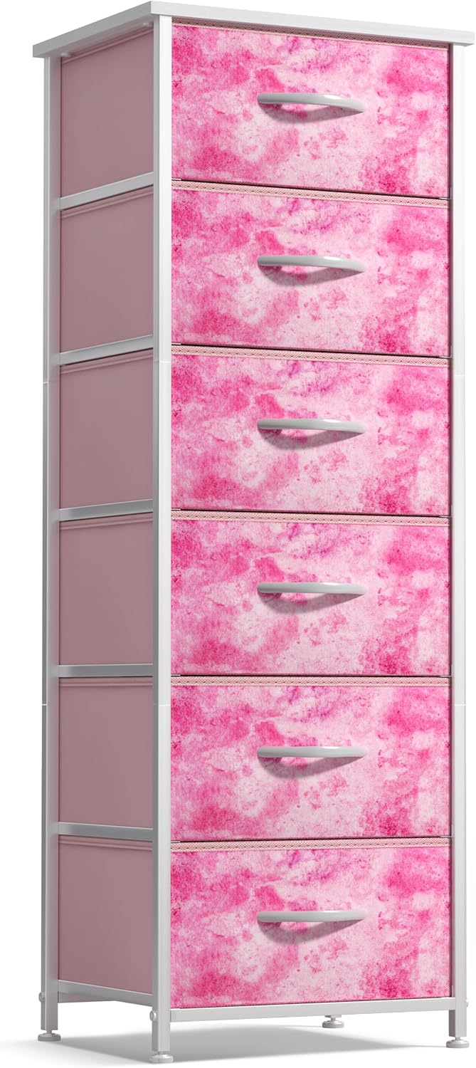 Dresser for Kids Bedroom, Fabric Drawers (5 Drawer, Pastel)