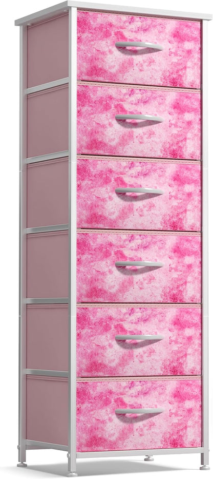 Dresser for Kids Bedroom, Fabric Drawers (5 Drawer, Pastel)