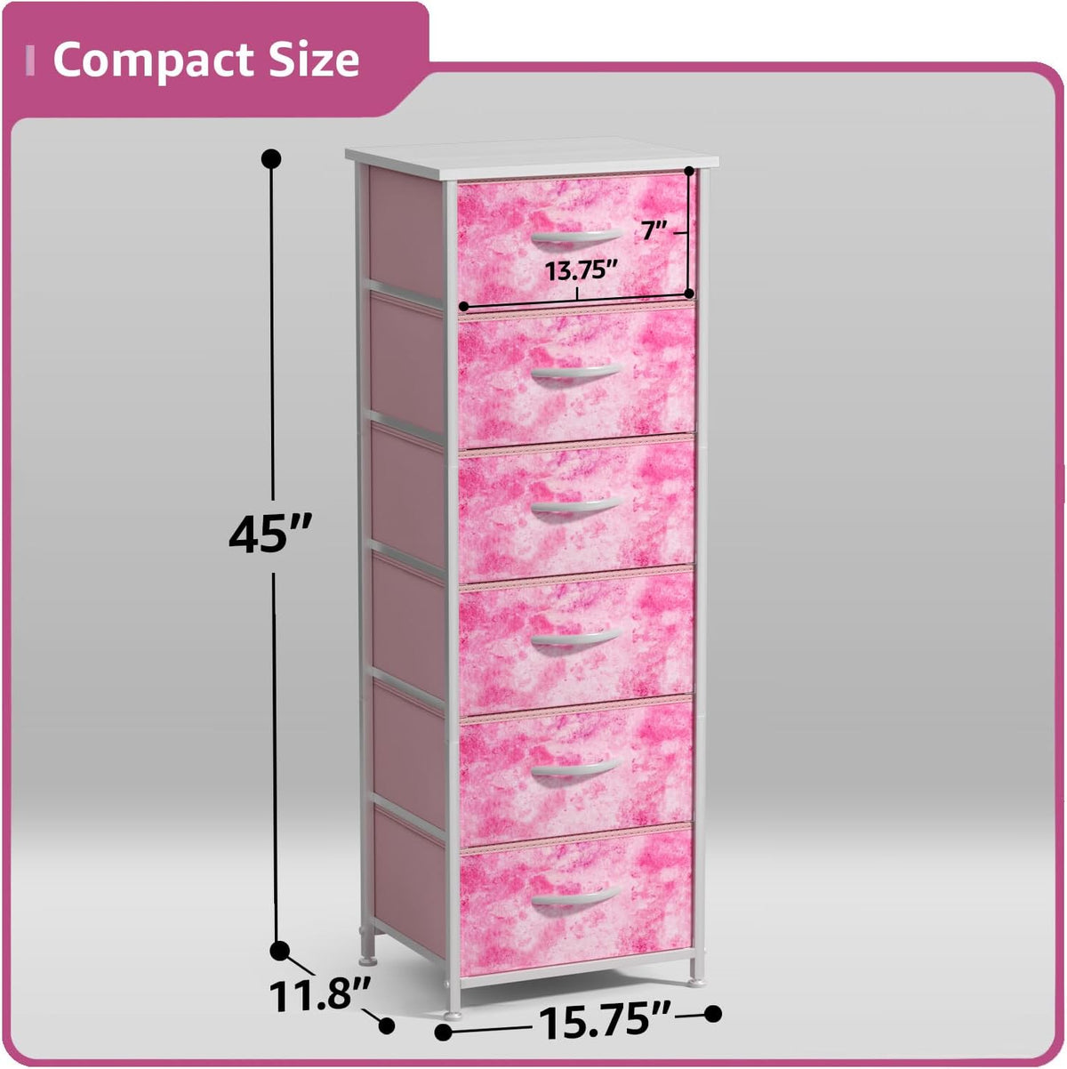 Dresser for Kids Bedroom, Fabric Drawers (5 Drawer, Pastel)