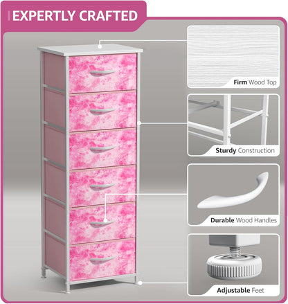 Dresser for Kids Bedroom, Fabric Drawers (5 Drawer, Pastel)
