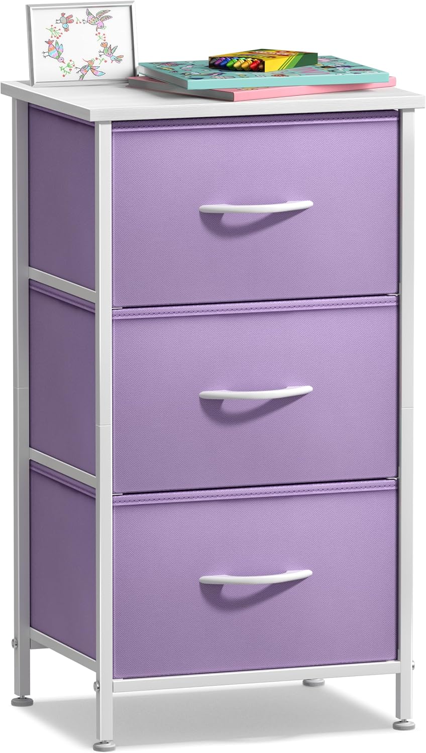 Dresser for Kids Bedroom, Fabric Drawers (5 Drawer, Pastel)