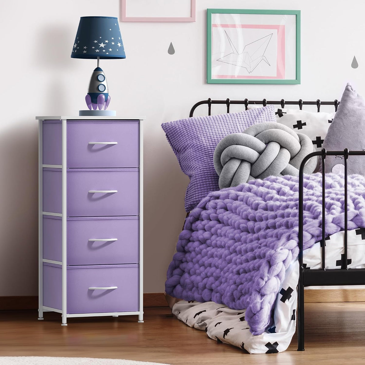 Dresser for Kids Bedroom, Fabric Drawers (5 Drawer, Pastel)