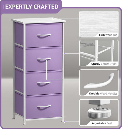 Dresser for Kids Bedroom, Fabric Drawers (5 Drawer, Pastel)